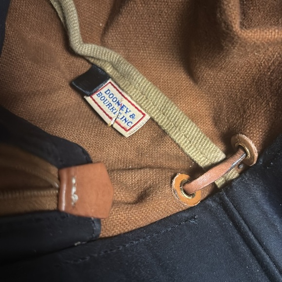 Dooney & Bourke Dark Blue Tote with Tan Straps - Picture 10 of 12